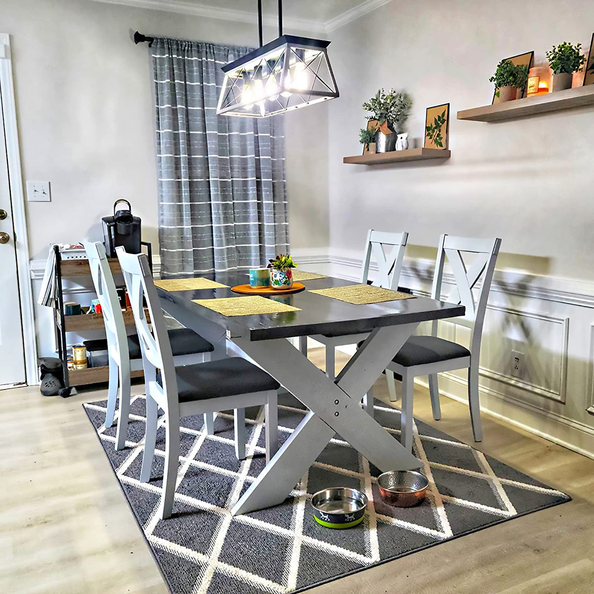 XIPUDA 5-Light Pendant Lights Fixture, Farmhouse Chandeliers for Dining Room, Rustic Island Lights for Kitchen, Rectangular Chandelier Rustic Farmhouse Light Fxiture XIPUDA