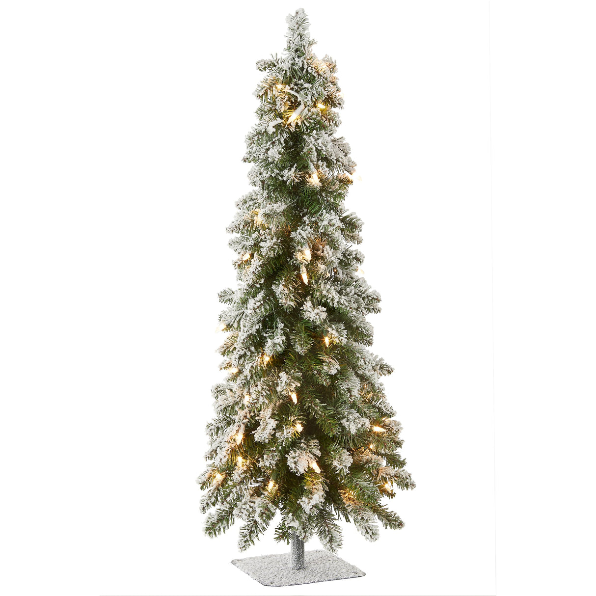 National Tree Company Pre-lit Artificial Mini Christmas Tree | Includes Pre-strung White Lights | Snowy Downswept Forestree - 3 ft National Tree Company