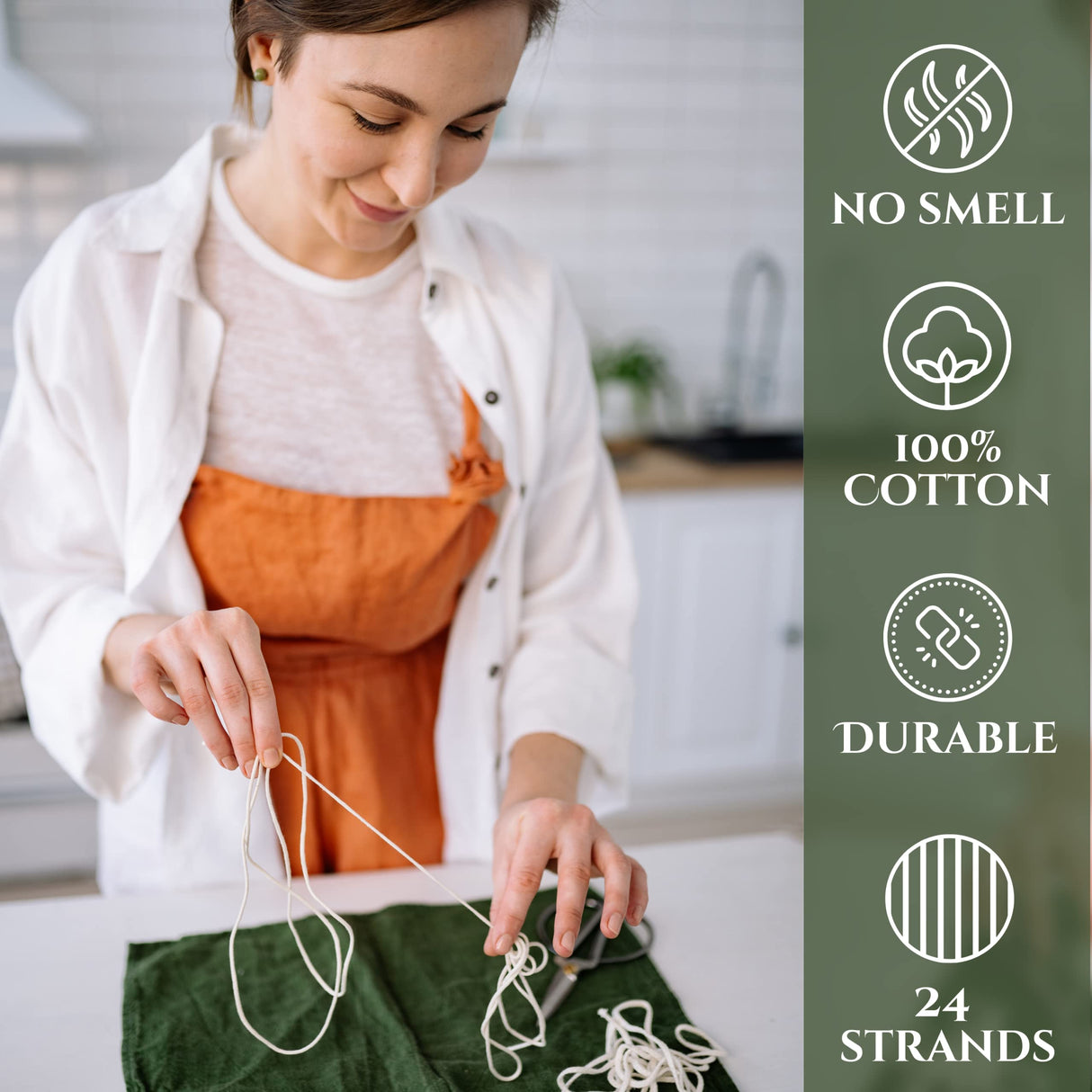 24 PLY Braided Candle Wick Spool White Woven Wicks Cord for Candle Making 200 Foot Lacing Roll for DIY Craft Cotton Cord YARRD