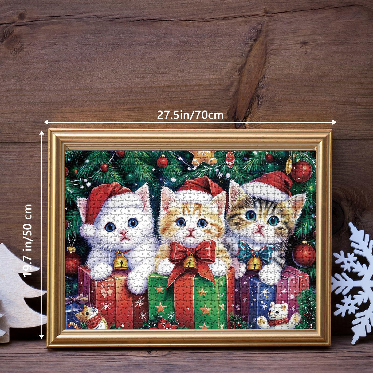 BUHAH Christmas Funny Cat Puzzles for Adults 1000 Pieces Winter Holiday Animal Jigsaw Puzzles Xmas Impossible Puzzle Challenging Puzzles for Adults As Christmas Decorations BUAHA