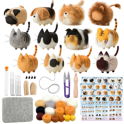 Truslin Needle Felting Kit, DIY Crafts for Adults Women, Hobby Kit with Felting Supplies,Felting Needles, Felting Wool and Tools for Beginners, Adult Craft Kits, Faceless Animals 12pcs