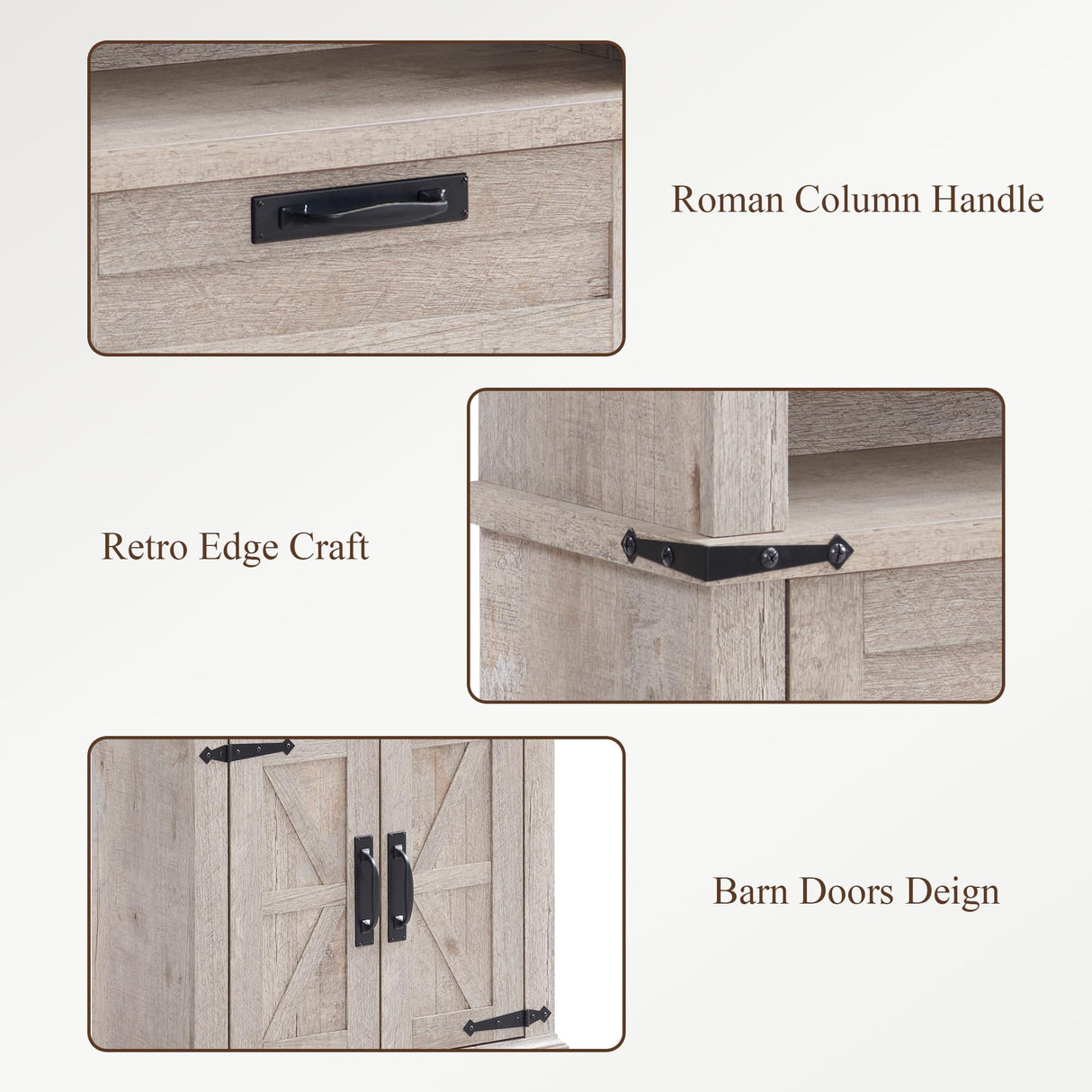 RedLemon Bookshelf with Storage Cabinet, 72" Tall Farmhouse Bookcase with Adjustable Shelves and Barn Door, 4 Tier Office Wood Bookshelf with Drawer for Office Library Living Room (Light Rustic Oak) RedLemon