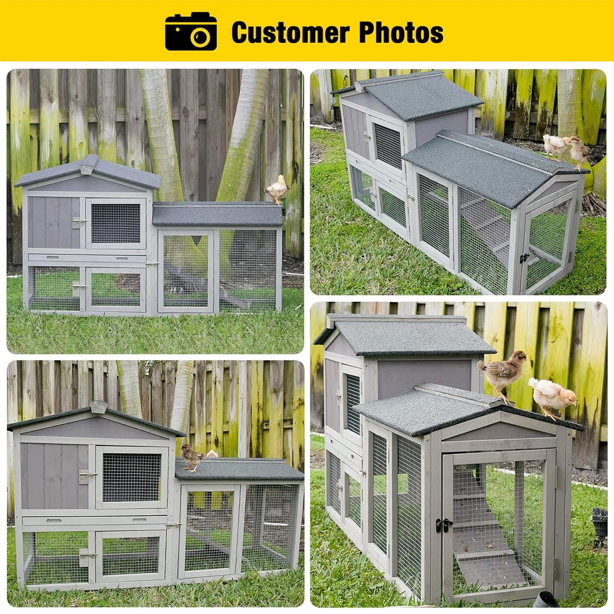 Aivituvin Chicken Coop Outdoor Rabbit Hutch Expandable Indoor Cage for Bunny, Small Chicken, Quail, Duck 57" L Aivituvin