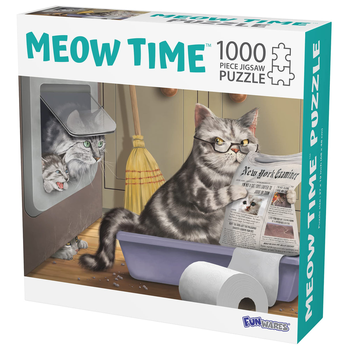 1000 Piece Jigsaw Puzzle Crappy Cat Meow Time Gag Gifts for Women Cat Pooping Puzzle Funny White Elephant Gift Funwares