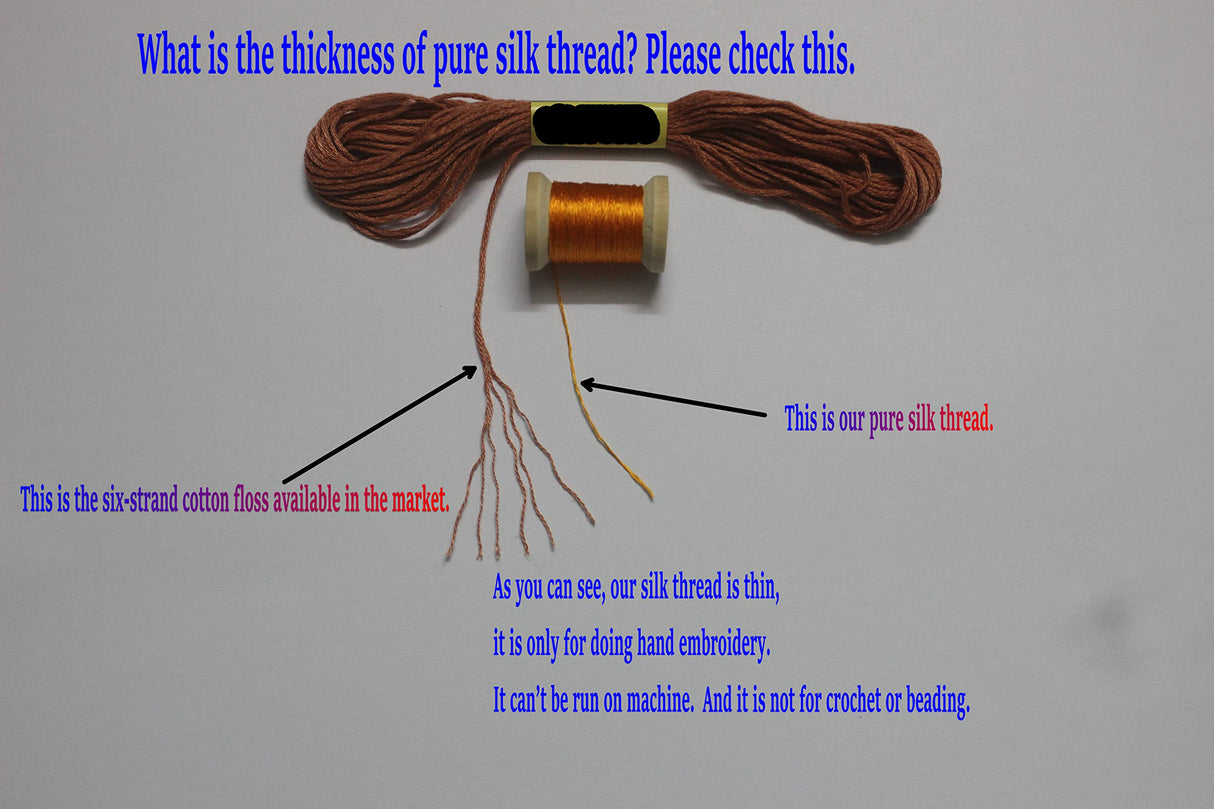 Jinmaya Silk Thread Spools Chinese Natural Pure 100% Mulberry Silk for Handmade DIY Embroidery 30 Colors on Wood Spools, Red, Navy, Blue, Yellow, Green, White Jinmaya