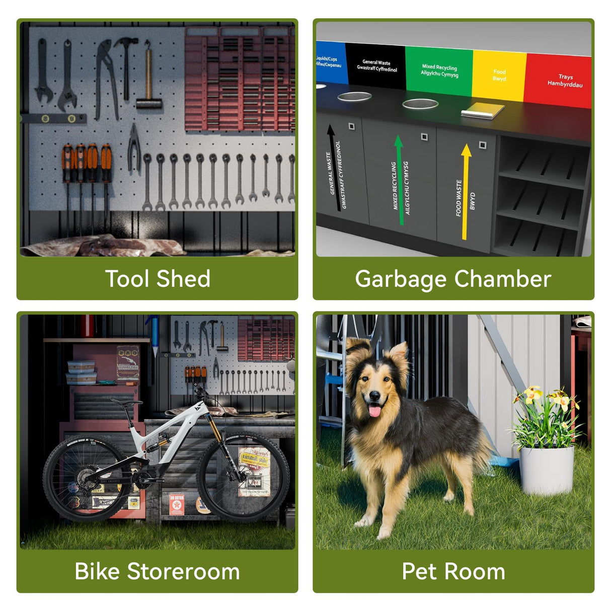 COMHOMA Shed Outdoor Storage Shed Metal,Lockable Doors Tool Sheds with Sloping Roof,Steel Garden Shed with Air Vent for Backyard,Patio,Lawn,Poolside (Grey, 8'*4') COMHOMA