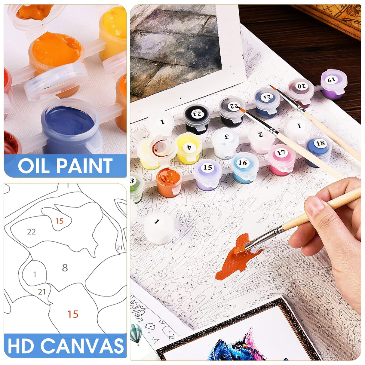 Bimkole Fish Paint by Number for Adults, DIY Oil Painting Kit on Canvas with Paintbrushes and Acrylic Pigment, for Paint by Numbers for Beginner, for Home Wall Decor (16x20Inch) Qm2833 Bimkole