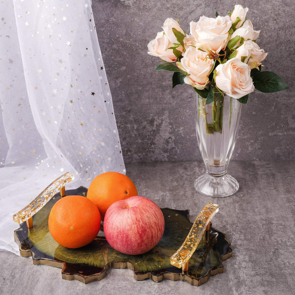 NiArt 4 Pairs Soft Silicone DIY Epoxy Resin Casting Molds, Curved Rectangle Wave + Straight Hexagon Cabinet Door Serving Tray Furniture Drawer Bar Pull Handles Agate Multipurpose Art Craft Decoration NiArt