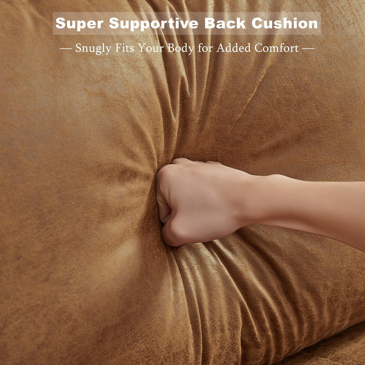 HIFIT Sectional Couches Set for Living Room, 68'' Mid Century Modern Faux Leather Sofa Couch w/Tufted Deep Love Seat & 2 Pillow, Home Sofa Living Room Small Couch for Bedroom, Office, Apartment, Brown HIFIT