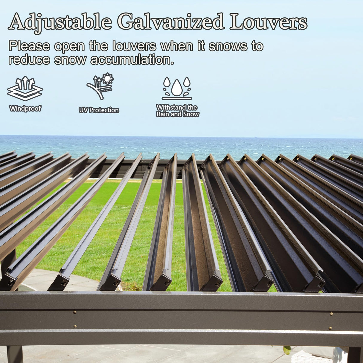 Domi Outdoor Louvered Pergola 10x20FT with Adjustable Steel Roof, Outdoor Aluminum Frame Rainproof Pergola for Backyard, Garden and Lawn,Brown domi outdoor living