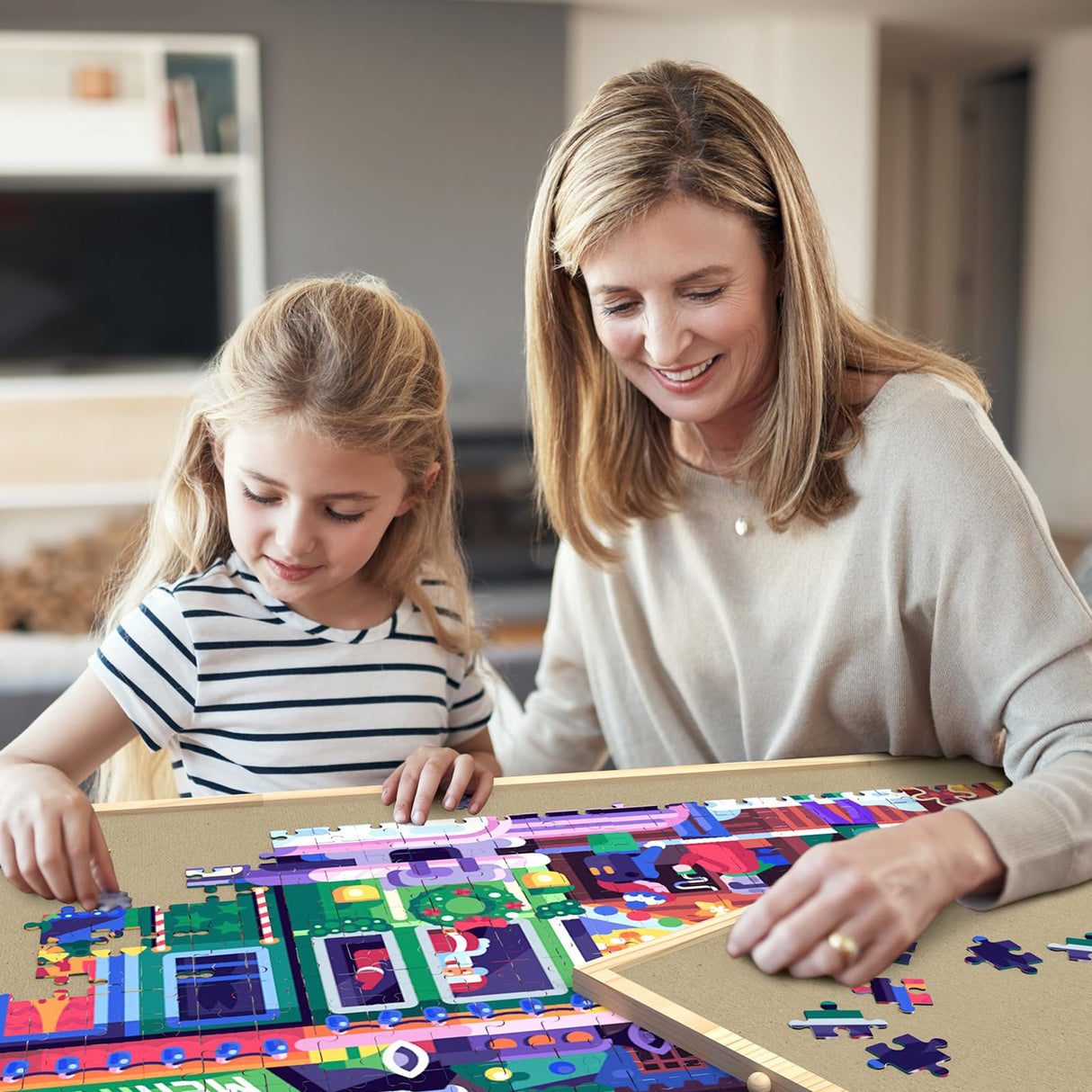 Jigsaw Puzzle Board 1500 Pieces, 2-in-1 Tilting and Rotating Puzzle Board with Drawers and Cover, Wooden Portable Puzzle Board for Adults, Board Game Table for All Ages