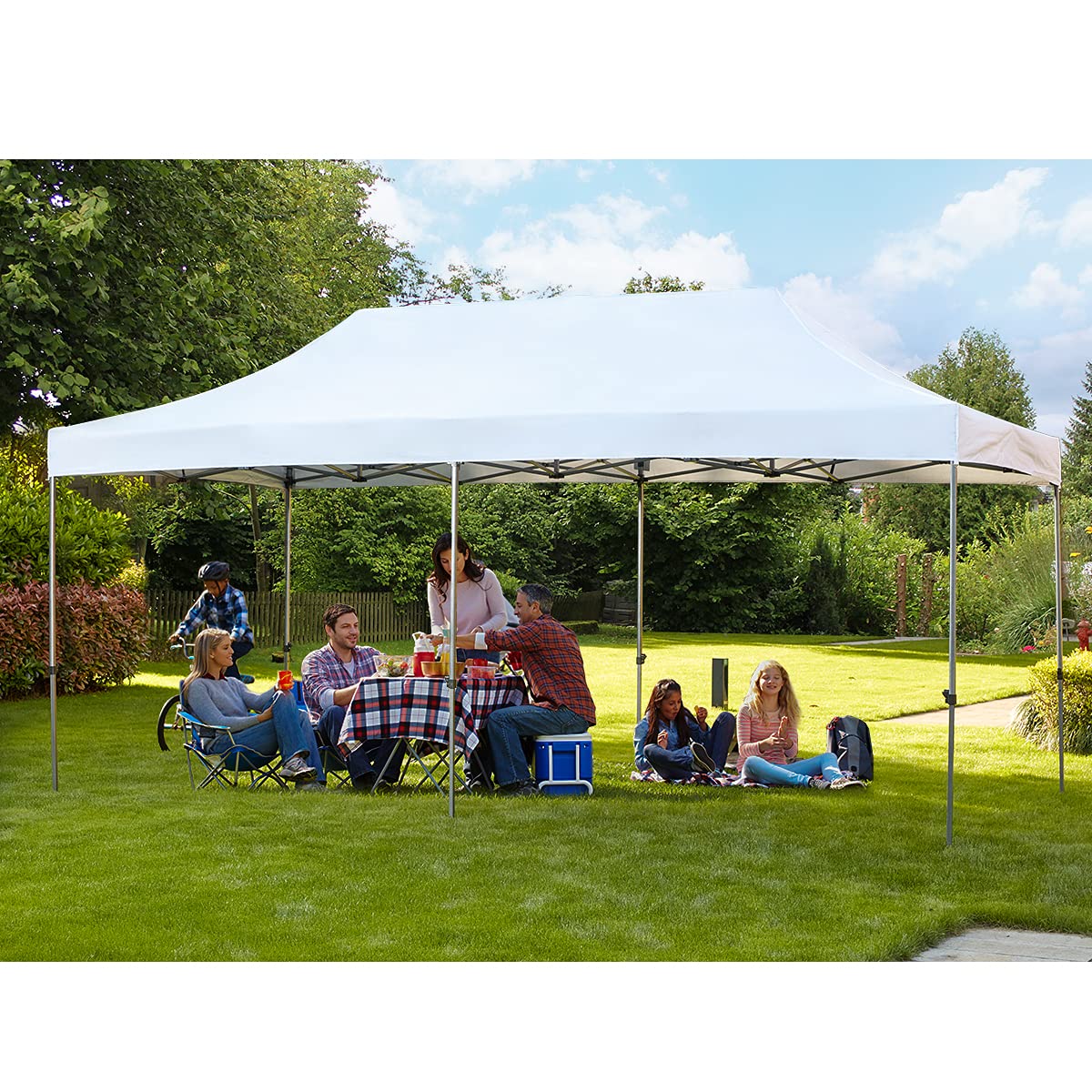 EROMMY 10' x 20' Pop Up Canopy Tent, Commercial Instant Canopy with Roller Bag, 6 Sand Bags, Outdoor Canopies for Festival, Event, White EROMMY