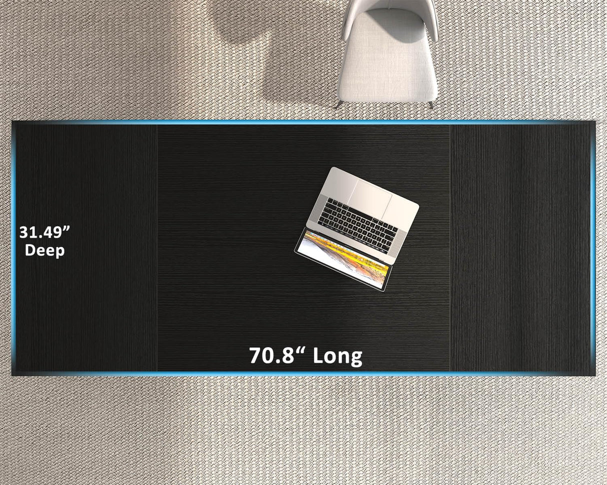 LVB Large Black Desk, 70.8” Long Computer Desk for Home Office, Modern Wide Executive Work Desk for Writing Study, Simple Wood Metal Computer Table Gaming Desk Workstation in Bedroom, Black Oak, 70 in LVB