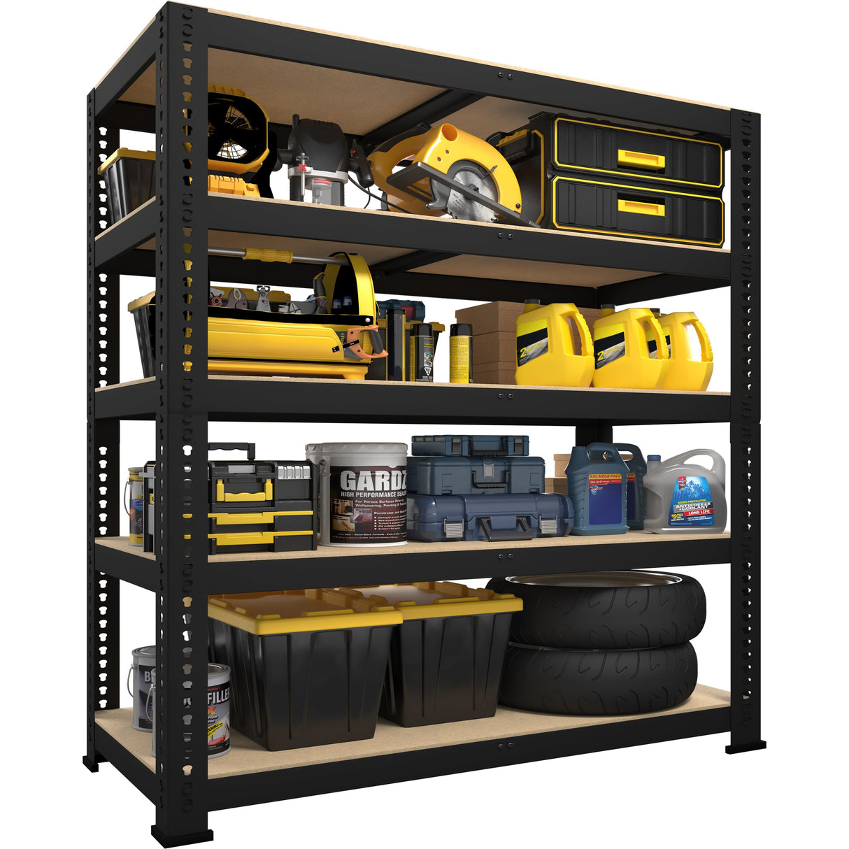 PrimeZone 40" W x 18" D x 71" H Heavy Duty Storage Shelves, 5 Tier Adjustable Garage Storage Shelving, Metal Shelving Unit Utility Rack Shelf for Warehouse Pantry Closet Kitchen, Black PrimeZone