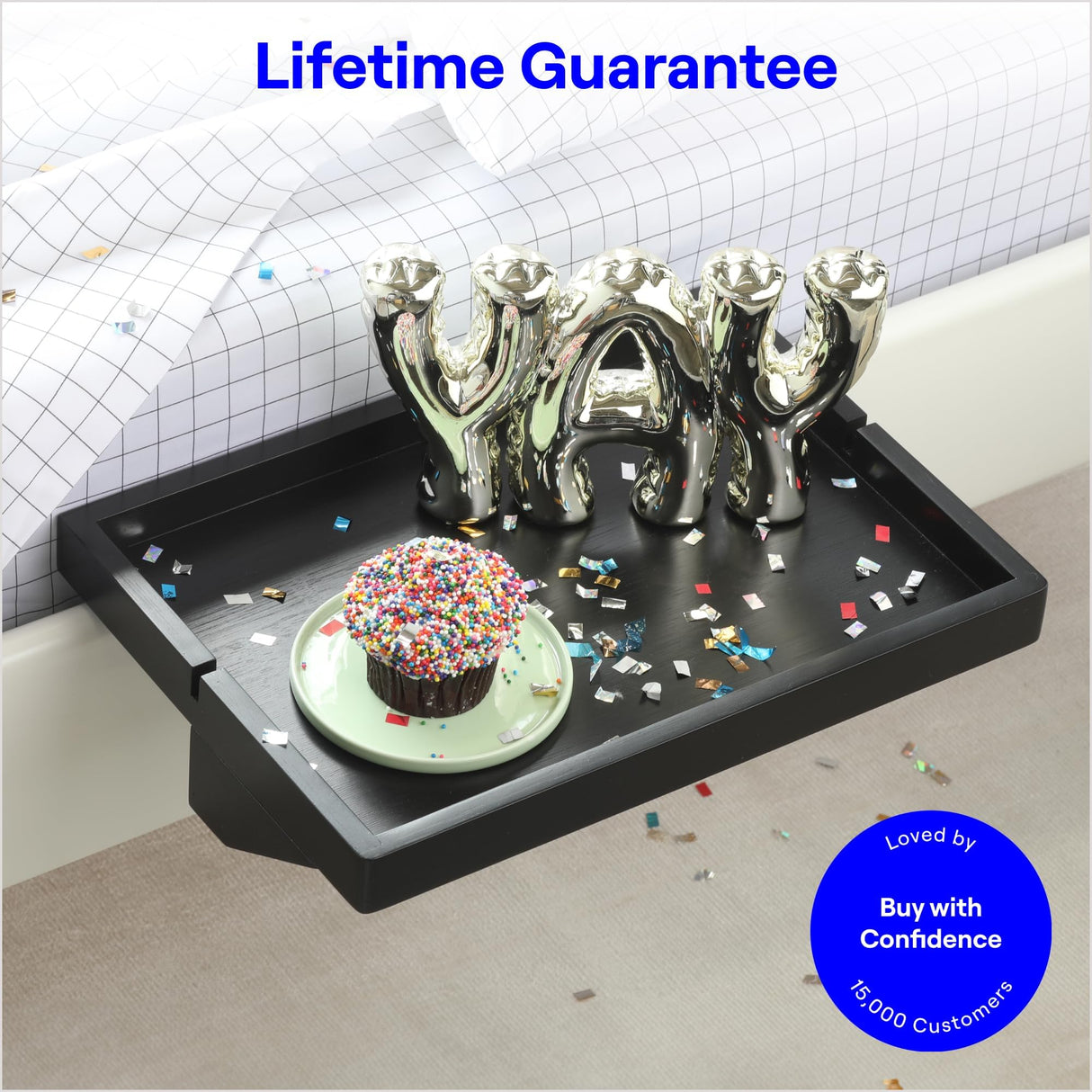 BedShelfie Bedside Shelf, Bunk Bed & Top Bunk, College Dorm Room Essentials, Clip On Nightstand, Bed Side Table Tray Organizer, Dorm Room Decor, College Dorm Essentials - Cable Catch, Black BedShelfie