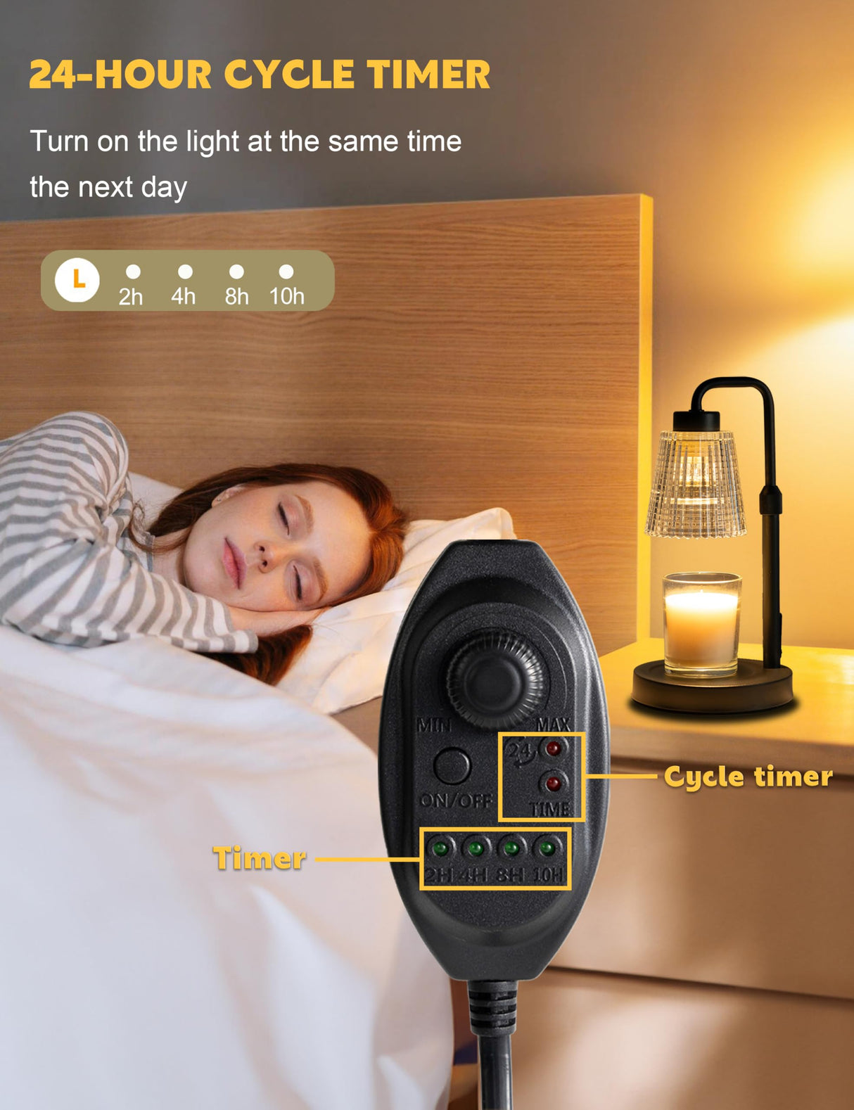 GODONLIF Candle Warmer Lamp with Timer Dimmable, Adjustable Height, House Warming Gifts New Home Room Decor, Birthday Gifts for Women Mom, Wax Warmer Lamp for Jar Candles with 2 Bulbs GODONLIF