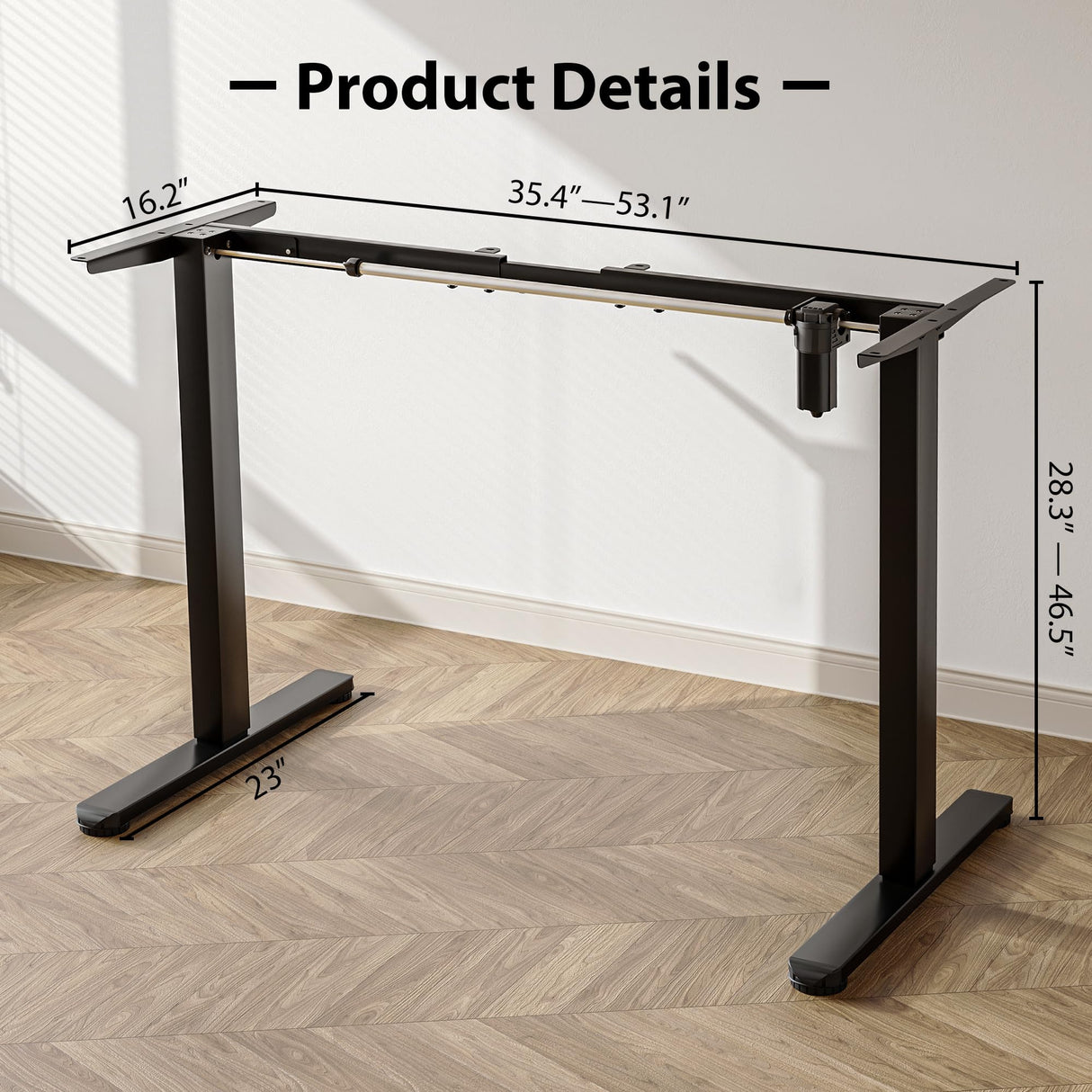 BONTEC Electric Standing Desk Frame, Height Adjustable Ergonomic Stand Up Desk Base with 3-Level Memory Quiet Motor, Table Legs Support for 154lbs, Black BONTEC