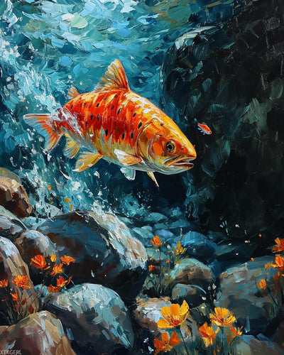 XTXGERL DIY Paint by Numbers for Adults Beginner, Flash, The Lightning Fast Trout, Paint by Numbers Kit Fish Painting by Numbers for Adults, 16" x 20"