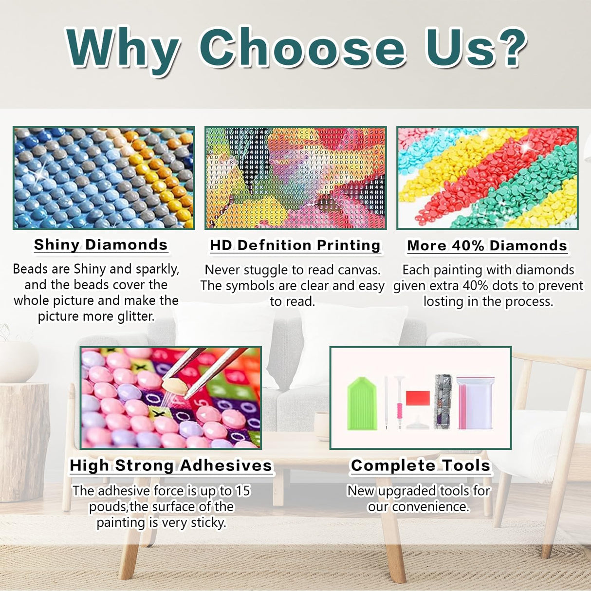 Lophomie Diamond Art Kits for Adults, 5D DIY Wolf Diamond Painting Kits for Adults Beginners, Diamond Dots Kits Gem Arts Crafts for Home Wall Decor 14x14 Inch Lophomie