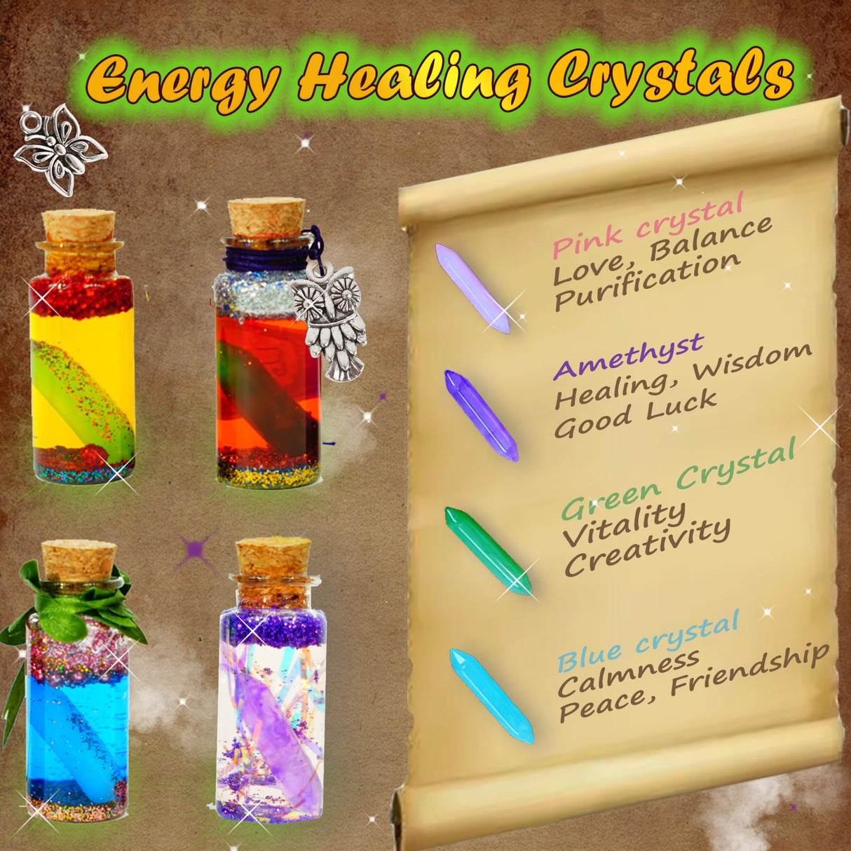 FOMOMDI DIY Magic Crystal Potions Making Kit, Magic Mix 20 Bottles Fairy Wizard Potions, Halloween Christmas Birthday Gift for Girls Kids Ages 6-12 FOMOMDI