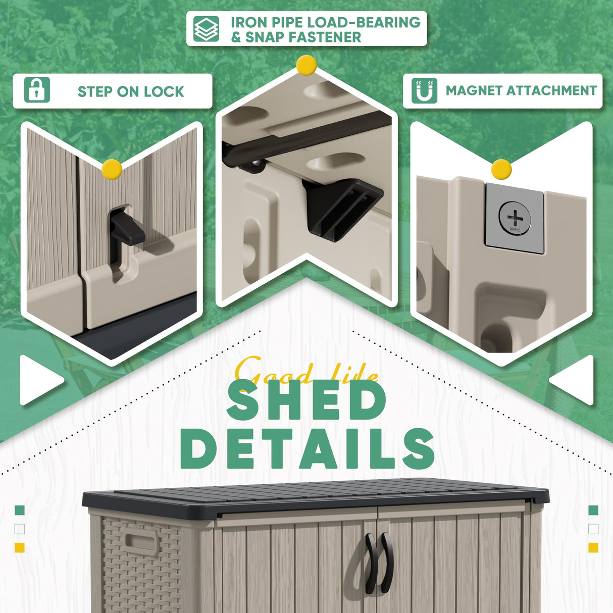 Devoko Outdoor Storage Cabinet 50 Cu Ft with Lockable Doors, Vertical Storage Shed Waterproof Patio Tools Storage Box for Sofa Cushions, Gardening Tools and Accessories (Beige) Devoko