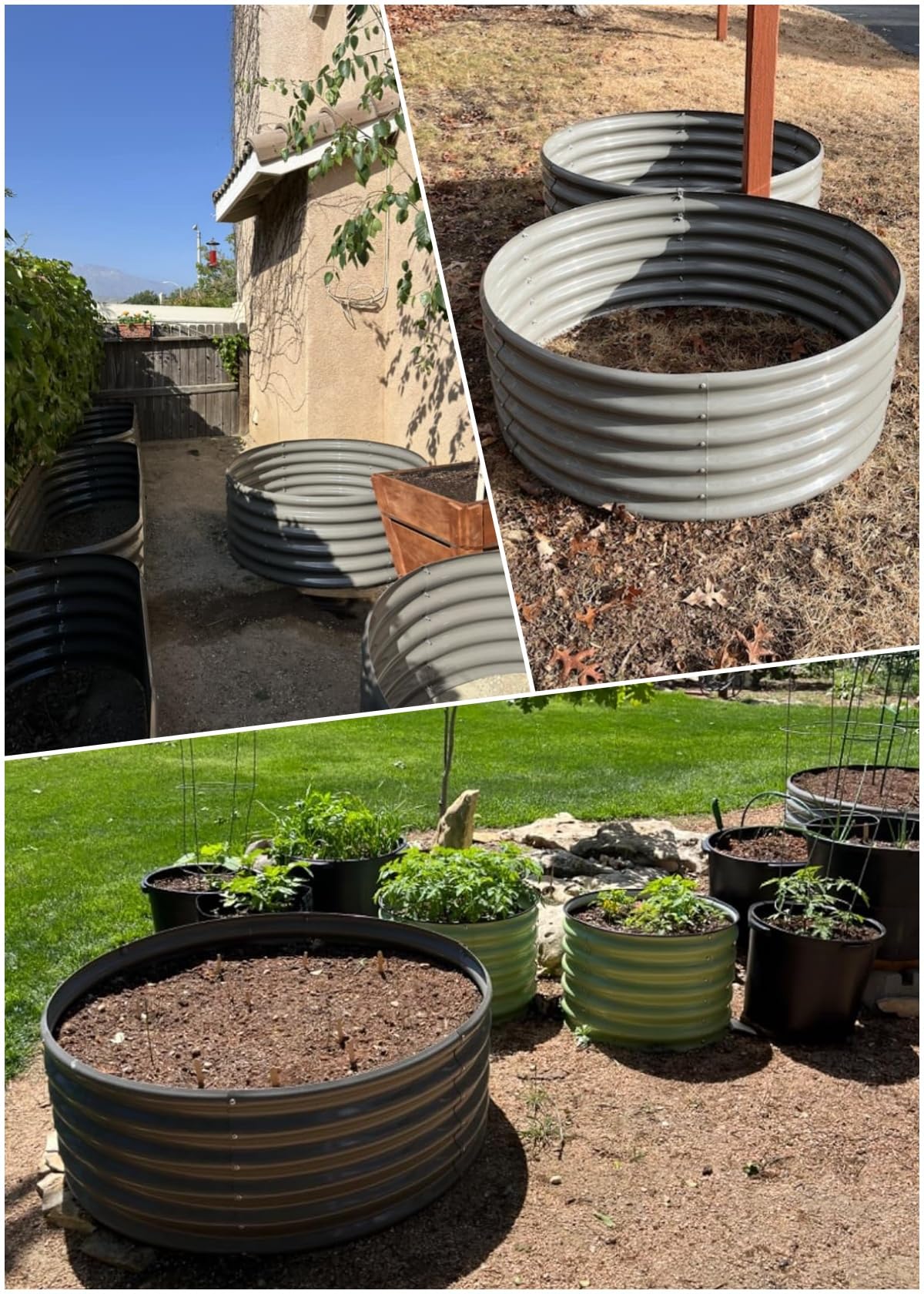 A ANLEOLIFE 2-Pack 4ft x 18” Tall Galvanized Raised Garden Beds Outdoor, Round Metal Planter Box for Planting Vegetables Flowers Herb, Anti-Rust & Easy-Setup, Quartz Grey A ANLEOLIFE