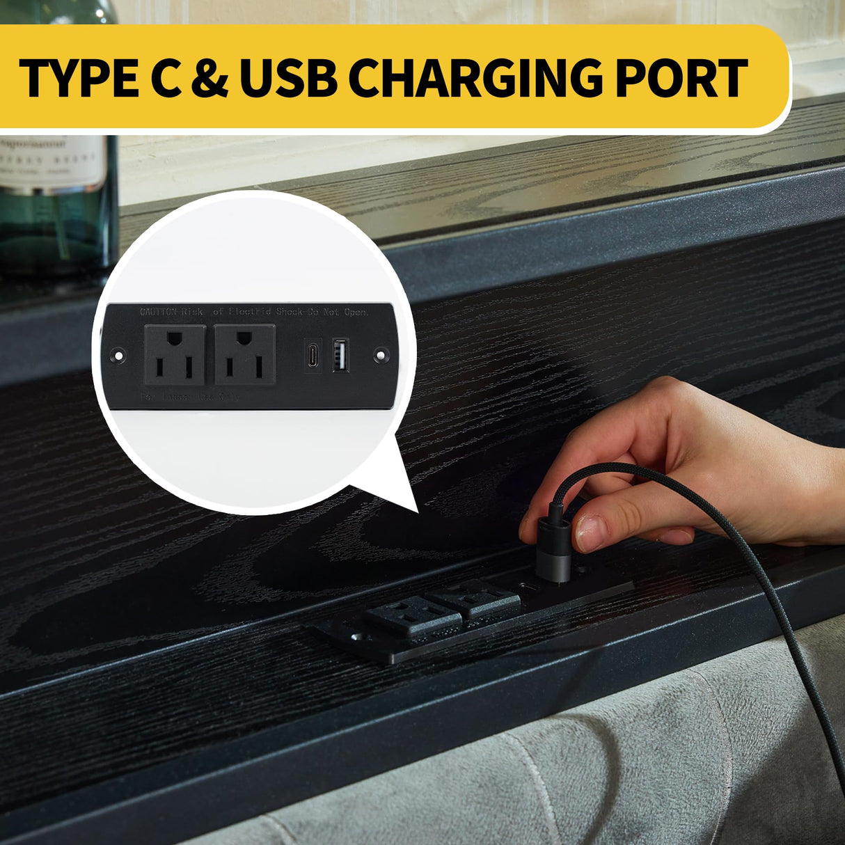 Natekelly Black Queen Bed Frame with Headboard Charging Station, LED Lights & Storage Drawers Natekelly