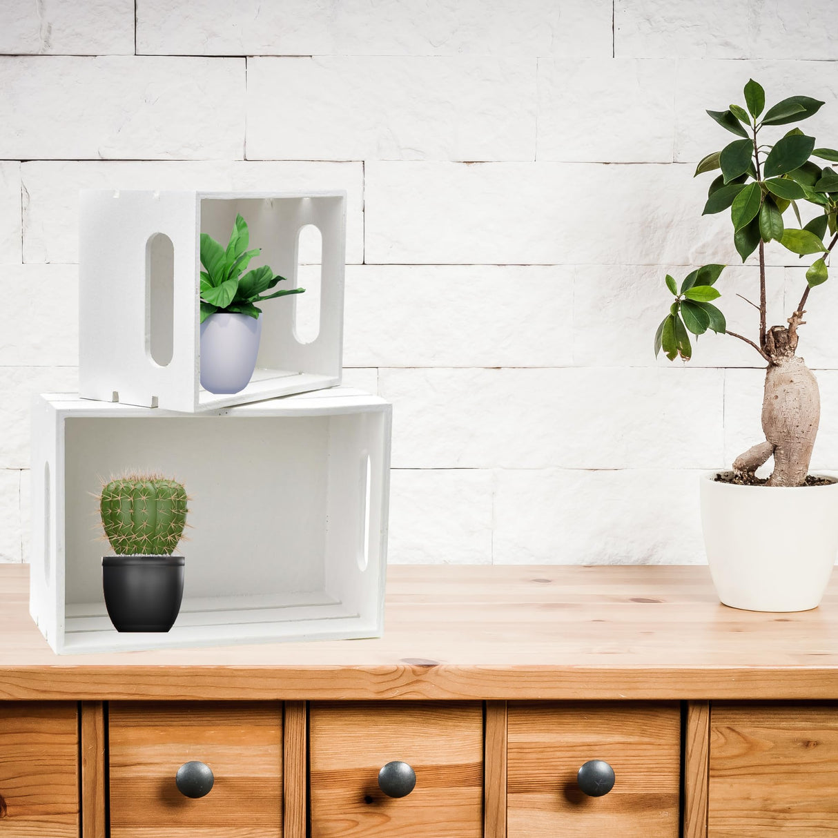 Hampton Art by Leisure Arts Wood Crate, White, 2 pc, Finished Wood Hampton Art