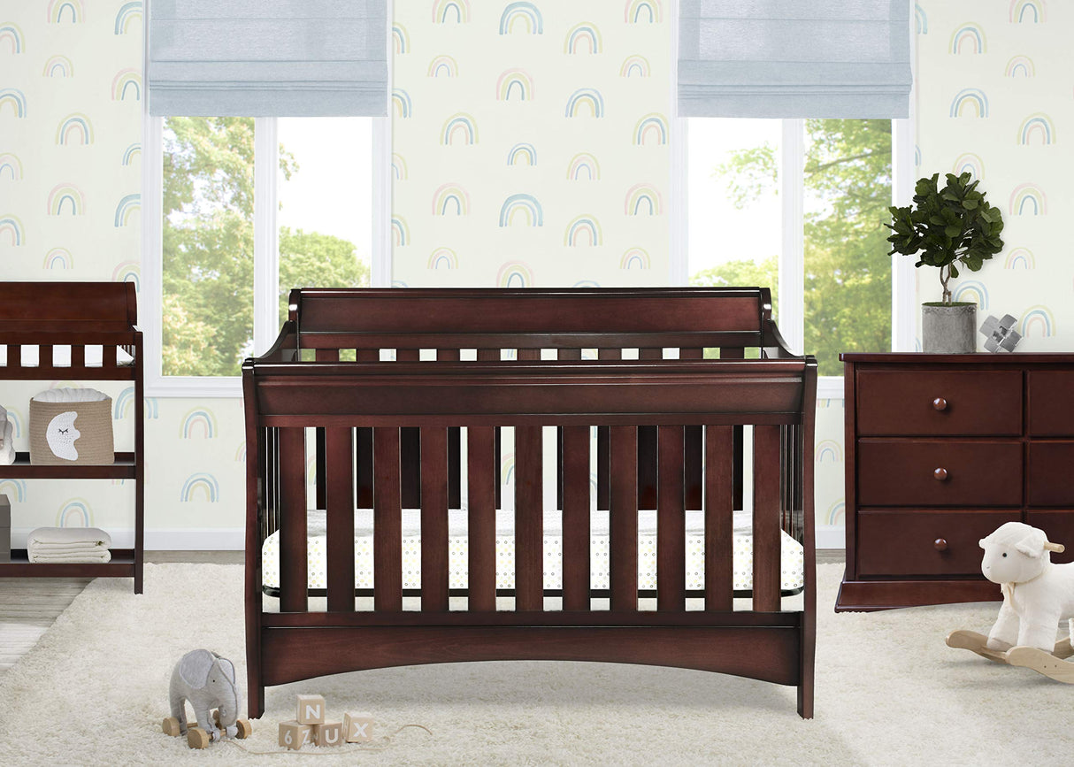 Delta Children Bentley S Series 4-in-1 Convertible Baby Crib, Black Cherry Espresso Delta Children