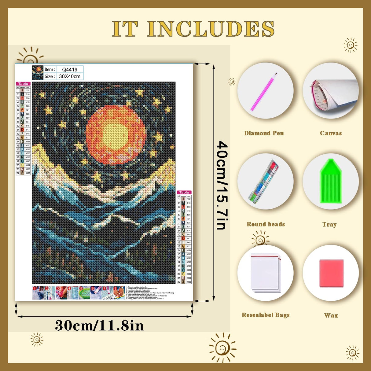 DOTSOPS Diamond Art Painting Kits DIY Paint by Diamonds for Adults Beginner Home Wall Decoration Gift Mountain (11.8x15.7 Inches) DOTSOPS