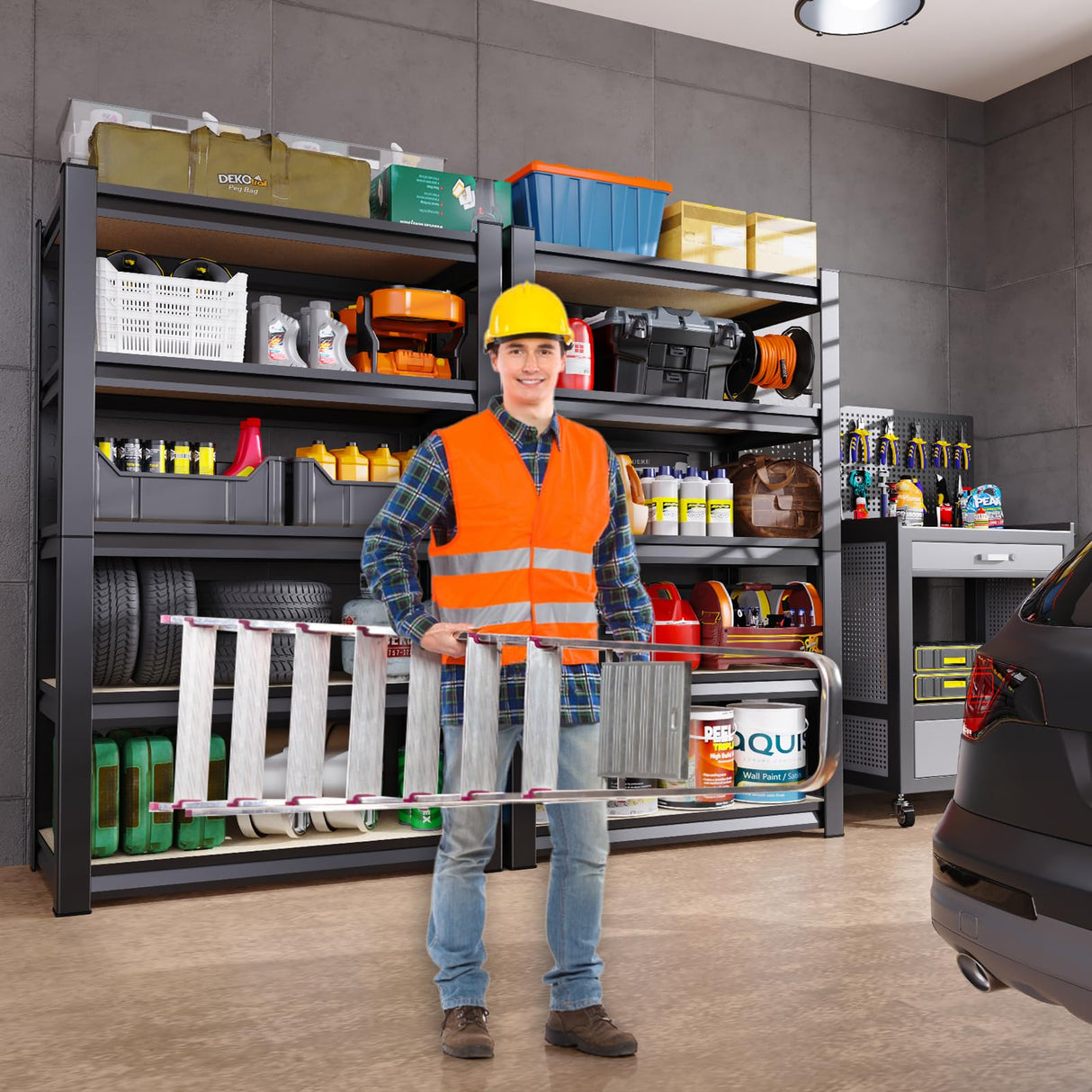 72" H Garage Shelving Heavy Duty, 2200LBS Garage Storage Shelves, Adjustable Metal Shelving Unit, Easy Assembly Utility Storage Rack Shelf for Basement, Warehouse, Pantry (72"H*35.4"W*15.7"D) TXTDPL