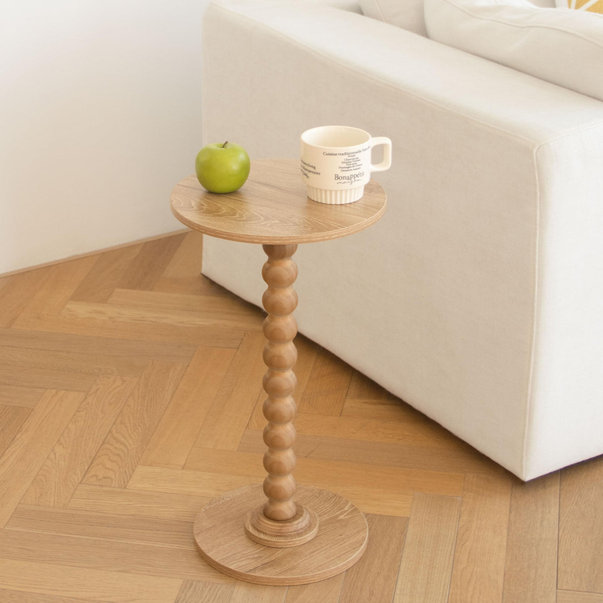 Fultyle Small Side Table, Drink Table for Small Spaces, Modern Accent Table Martini Table with Solid Wood Leg, Round End Tables Living Room for Bedroom and Office (Rustic Walnut) Fultyle