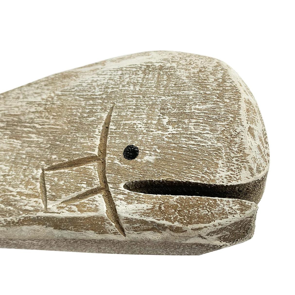GAPLUM Rustic Wooden Carved Whale Tabletop Statue, Rustic Wooden Decorative Whale Figurine Carving Sculpture, Wooden Whale Nautical Ocean Beach Coastal Themed Home Decor-12''L GAPLUM