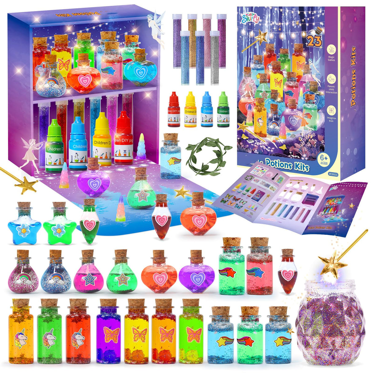 Skirfy Fairy Aqua Potion Kits for Girls with 23 Potion Bottles, Magic Kit Mix Potion DIY Decorations Garden Art Craft Birthday Gifts,Girl Toys for Ages 8-13 Skirfy