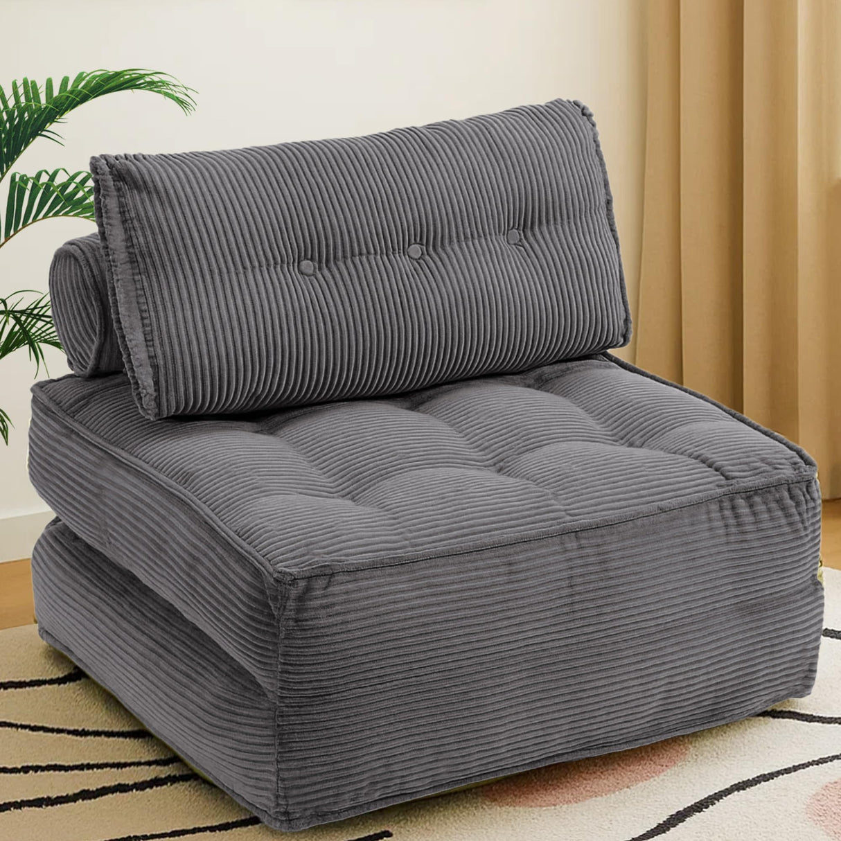 VIKAYAMICS Folding Sofa Bed Convertible Sleeper Chair 33" with Pillow Futon Boneless Couch with Back Support Small Couch for Living Room(Grey Single) VIKAYAMICS