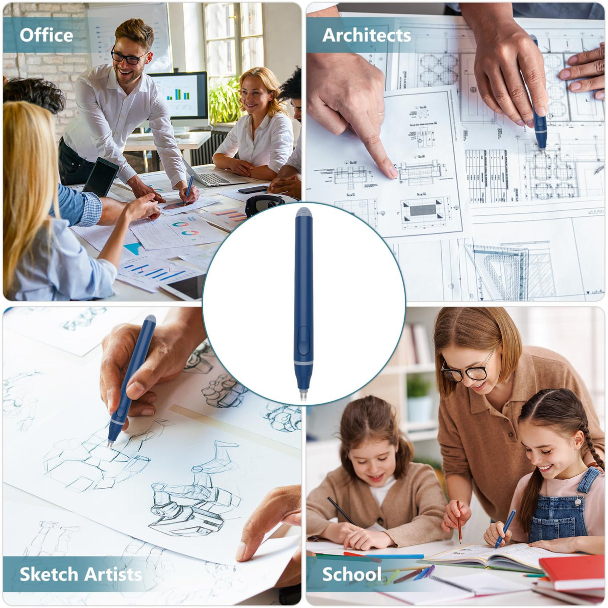 Foyucool Electric Eraser, Battery Operated Automatic Pencil Eraser with 220 Erasers Refills, 2 Erasers Sizes, Comfort Grip Art-Eraser for Drawing, Ideal for Artists, Students, Sketch, Engineers, Blue Foyucool