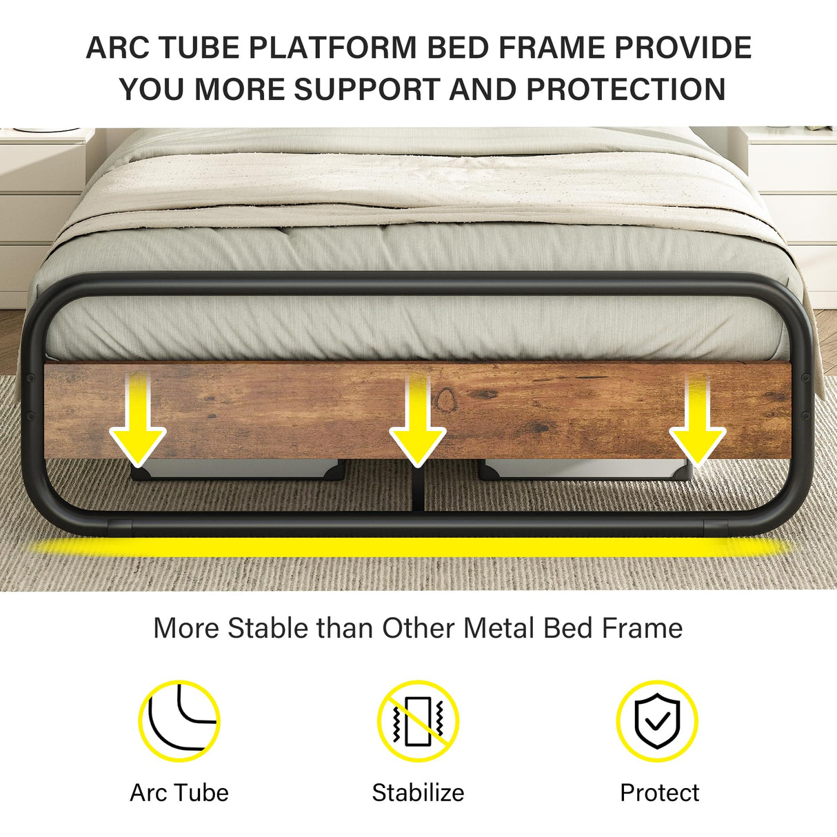 Catrimown Rustic Brown Twin Bed Frame with LED Headboard - Heavy Duty Metal Platform Design Catrimown