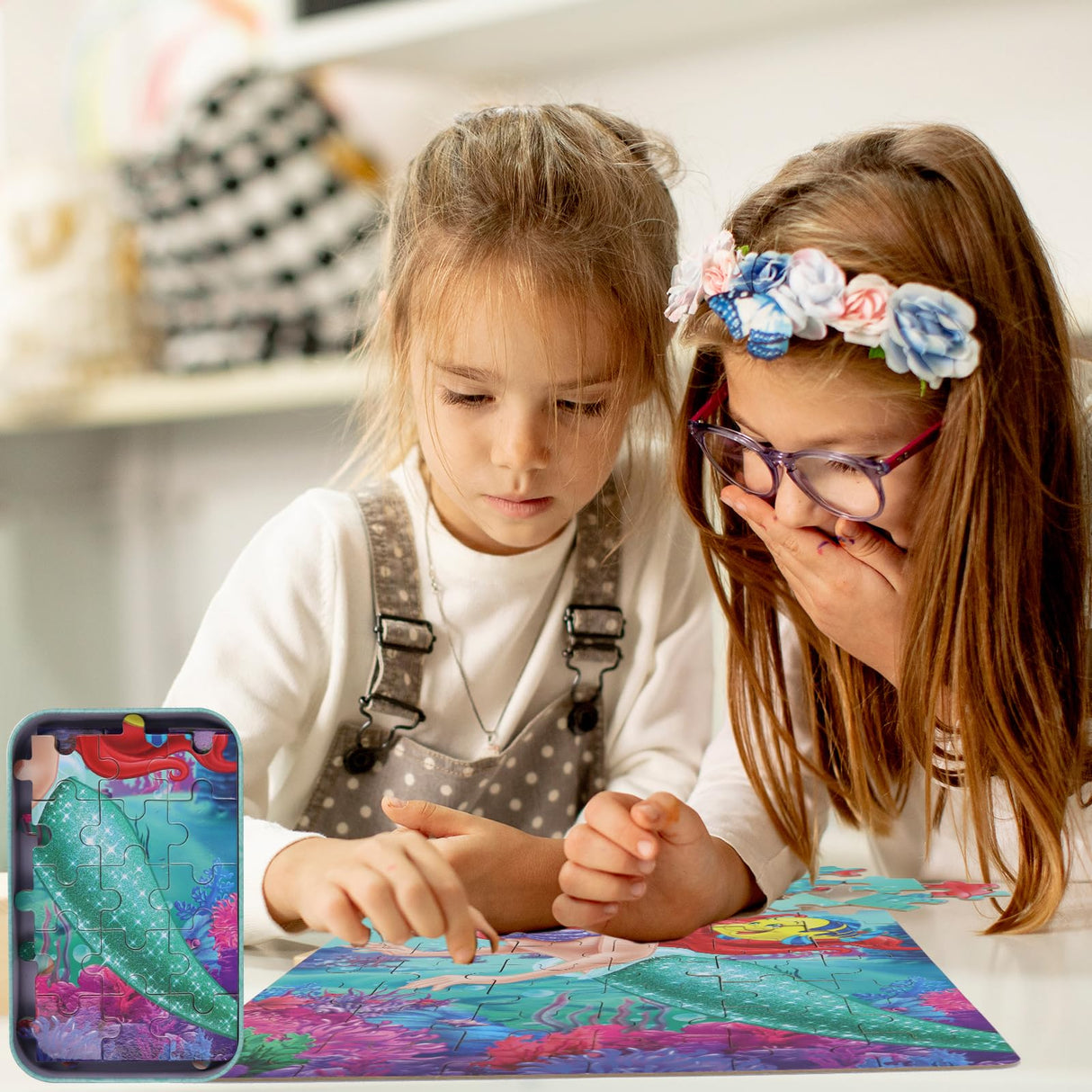 Princess Puzzles for Kids Ages 4-8 60 Pieces Jigsaw Puzzle for Girls and Boys in Metal Box - Educational Toys for Ages 3-5 (Princess 2502) doovide