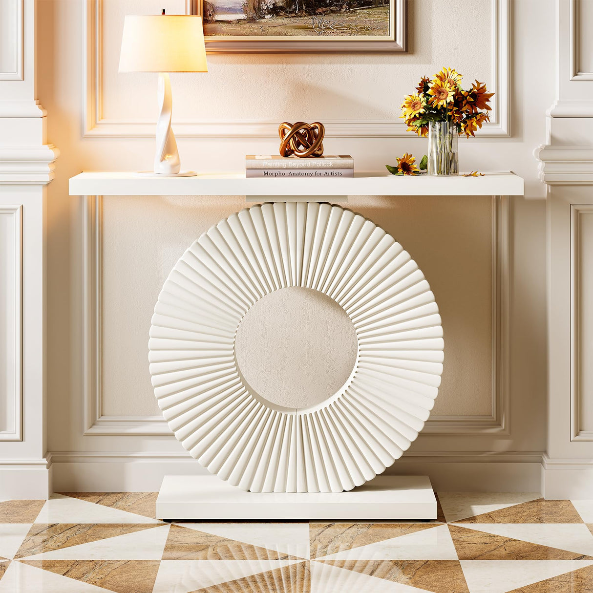 1Easylife Modern Console Table, Wooden Hallway Entry Table, Rectangular Sofa Tables for Living Room, Bed Room, Home Office, White 1Easylife