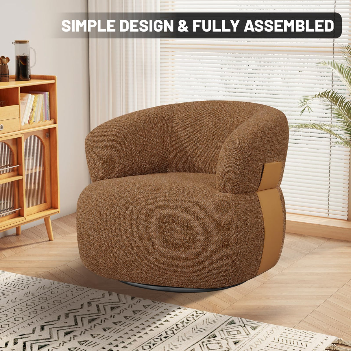 CABAUSPWM Swivel Accent Chair Set of 2, 360° Swivel Barrel Chair for Living Room, Reading Chair for Bedroom, Modern Round Accent Arm Chairs Club Chair for Nursery Living Room CABAUSPWM