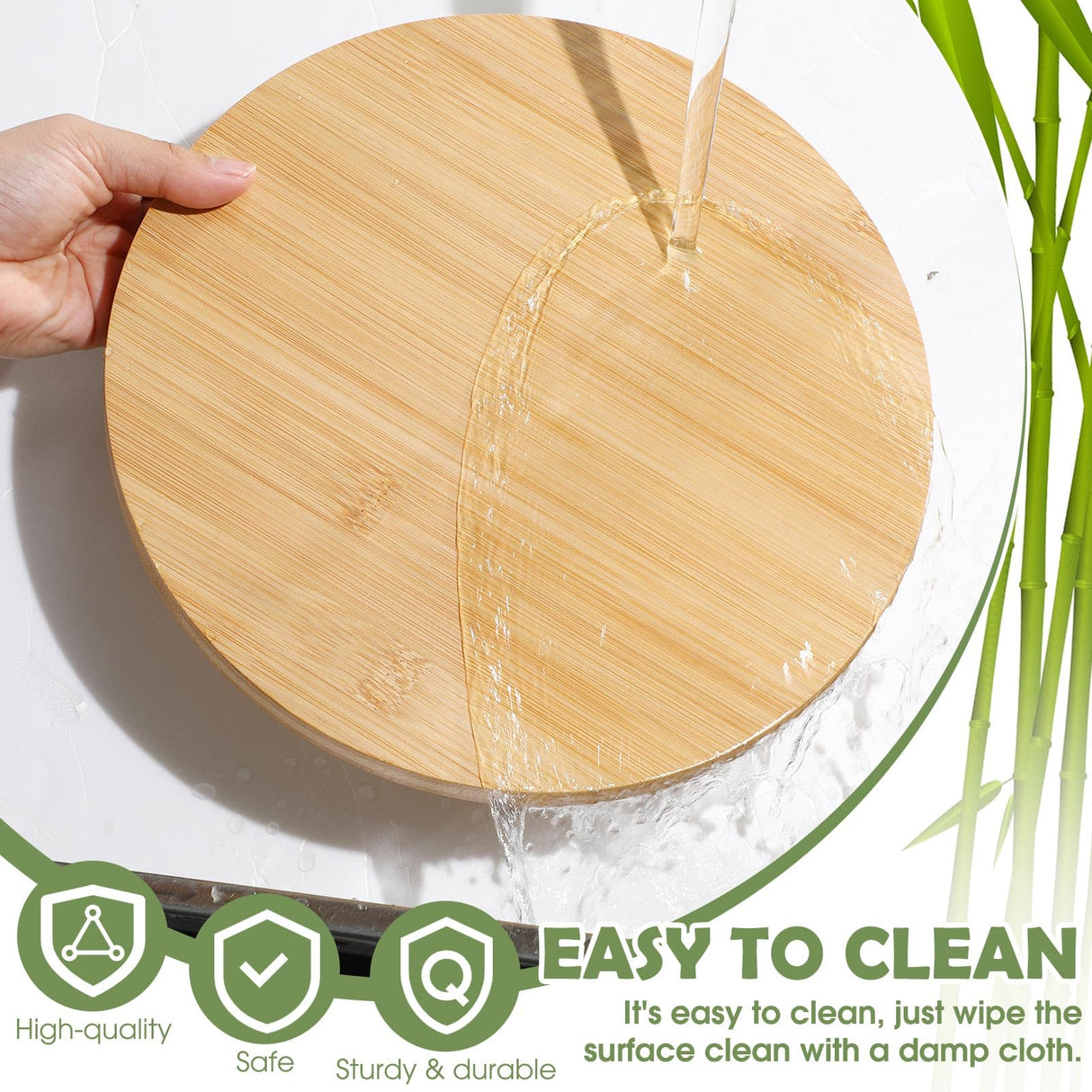 Tanlade 4 Pcs Bamboo Wooden Lazy Susan Organizer Lazy Susan Turntable for Cabinet Non Skid Kitchen Tray Revolving Condiment Spice Rack for Counter Wedding Table Organization Storage Supplies(10 Inch) Tanlade