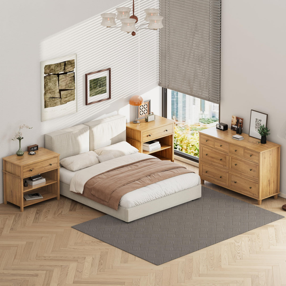 Zenflare Dresser for Bedroom 8 Drawer Wood Dresser 56.3" Wide, Large Storage Chest of Drawers for Bedroom, Living Room, Hallway, Entryway, Modern TV Stand Drawer Organizer, Natural Zenflare