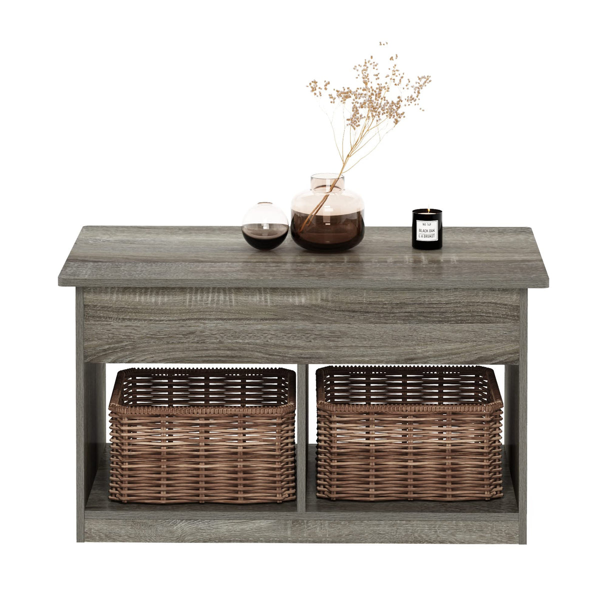 Furinno Jensen Living Room Lift Top Coffee Table with Hidden Compartment, French Oak Grey Furinno