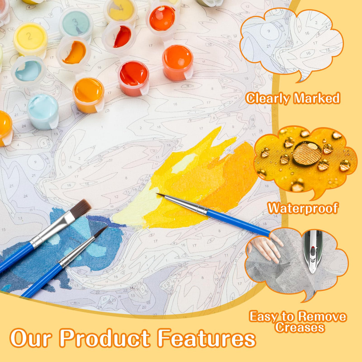 VNUIEHG Paint by Number for Adults Canvas Kit, Stained Glass Window Animal Elephant, Paint by Numbers Kits on Canvas, Art Craft Painting Kits Gifts for Home Decor, 40x50cm VNUIEHG