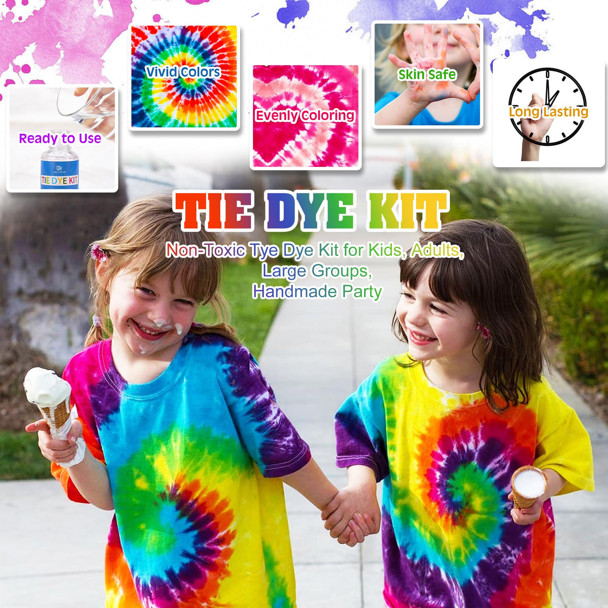 Tie Dye Kit - 40 Colors Fabric Tie Dye Kits for DIY Textile Paint Art - All-in-1 Tie-Dye Color Powder Set for Shirt, Hoodie, Fabric Clothes Painting, Party Supplies, Adults and Kids Handmade Crafts DecorRom