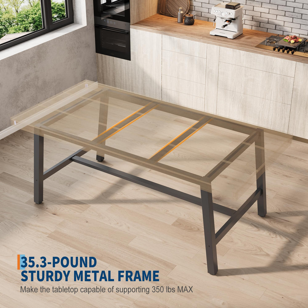 GarveeHome Industrial Dining Table for 6-8 People, 70.87 in Long Wooden Kitchen Table with Sturdy Metal Frame & Rustic Brown Finish (Nature Wood, 70.87 in Long) GarveeHome