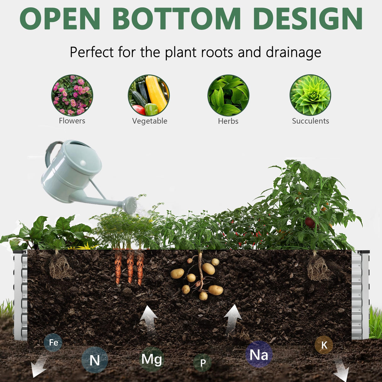 FOOWIN 2pcs 8x4x2ft Galvanized Raised Garden Bed, Planter Raised Garden Boxes Outdoor, Large Metal Raised Beds for Gardening, Garden Bed for Vegetables, Flowers, Herb,478 Gallon Capacity, Silver FOOWIN