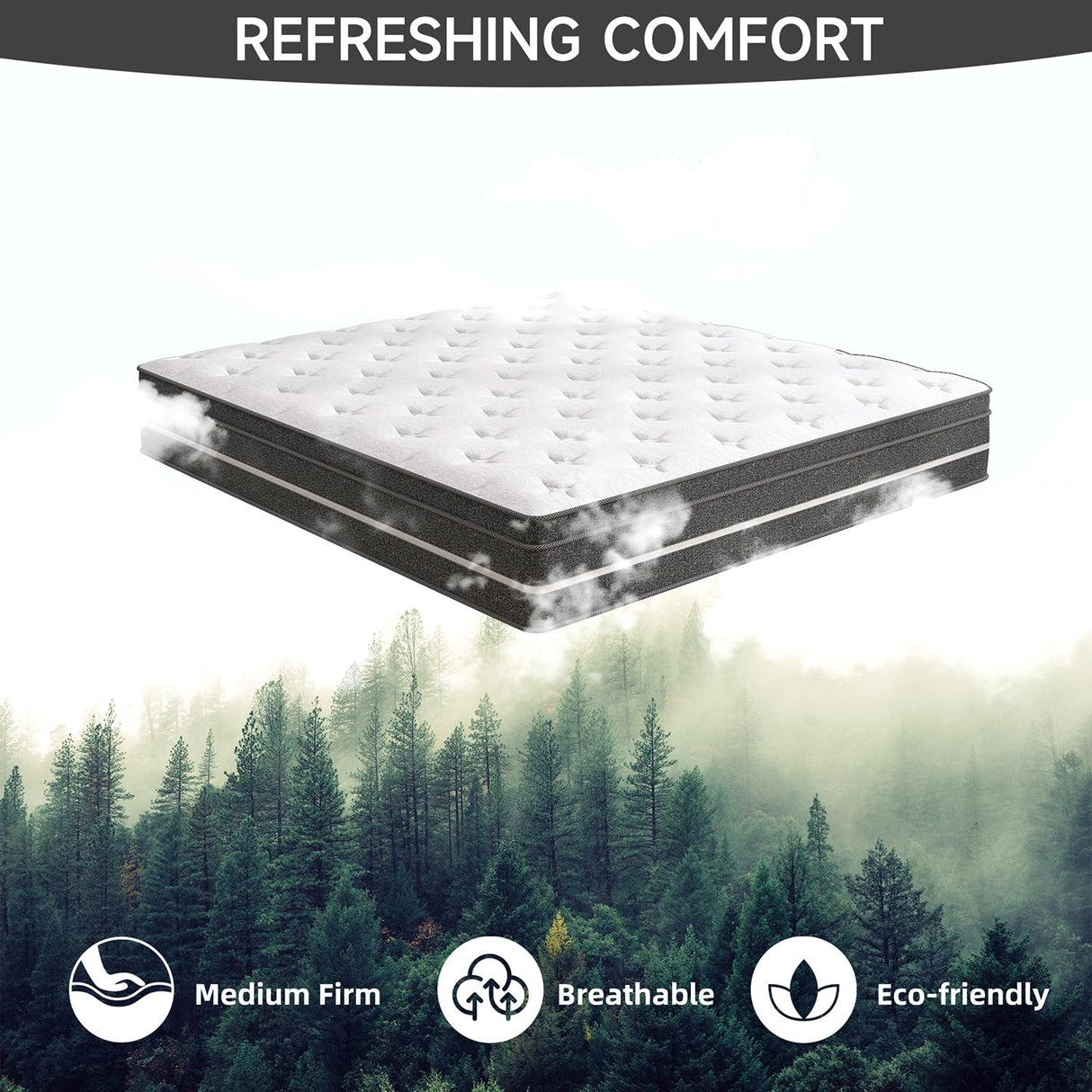 Hohamn Queen Size Mattress, 14 Inch Hybrid Mattress in a Box, Queen Mattress Foam and Individually Wrapped Pocket Coils, Soft and Breathable, Pressure Relief, Strong Edge Support, Medium Firm Hohamn