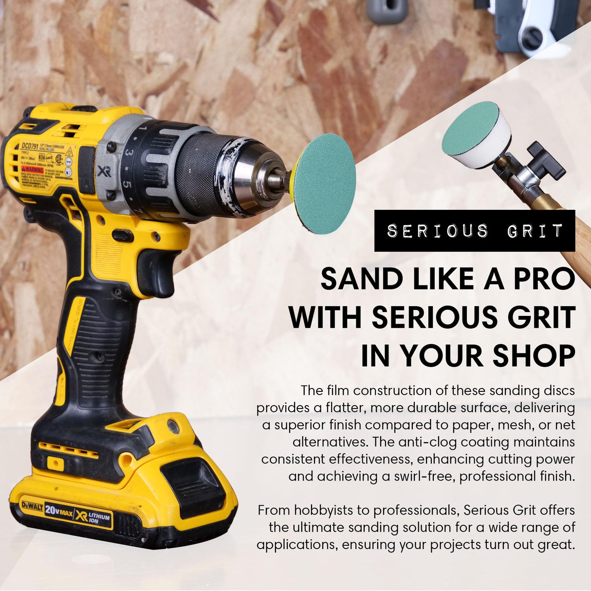 Serious Grit - 2-Inch 800 Grit Sanding Discs - Heavy-Duty Hook & Loop Film Discs - Sandpaper for Woodturning, Bowl Sanding & Power Tool Drill Attachment Sanding Pads - Pack of 50 Serious Grit