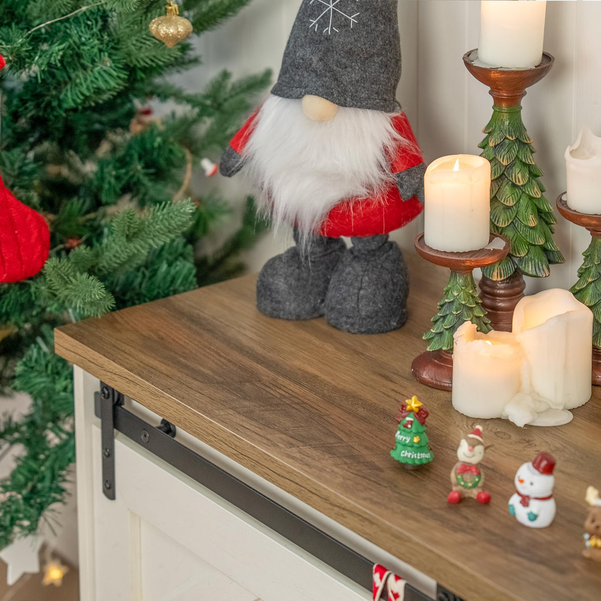 WAMPAT Farmhouse TV Stand and Coffee Table Set of 2,Modern Entertainment Center for TVs Up to 75'', Square Wood Center Table with Gas Struts Lift-Top for Living Room,White WAMPAT